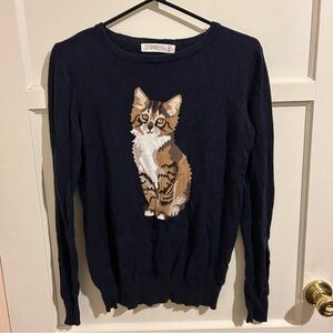 Cat Kitten Sugarhill Boutique Navy Sweater sz 4